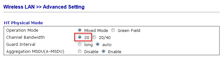 Wireless LAN advanced settings