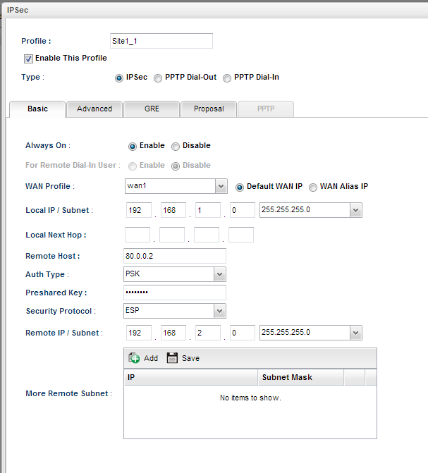 VPN Profile 1 (WAN1)